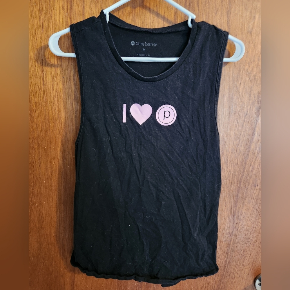Pure Barre Women’s Black / Pink I Heart Circle P tank - Medium
